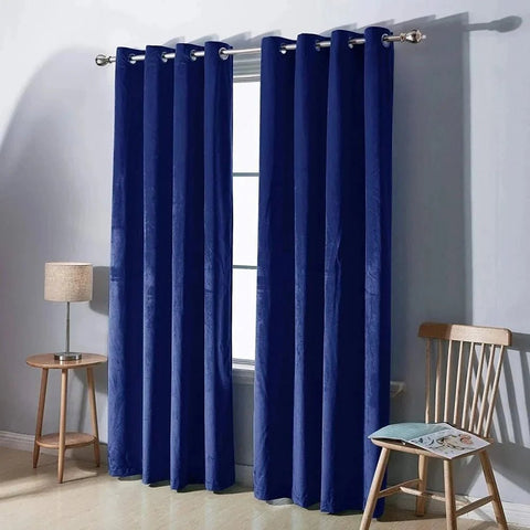 Luxury Velvet Curtains Pack of 2 – Navy Blue - The Linen House