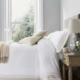 Luxury White Duvet Cover Set with Beige Border - The Linen House