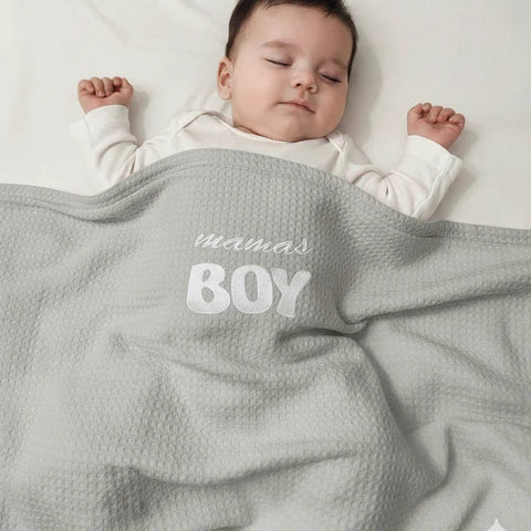 Mama's Boy Baby Waffle Blanket - The Linen House