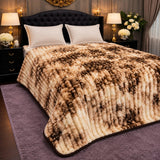 Marble Brown Plush Fleece Blanket - The Linen House