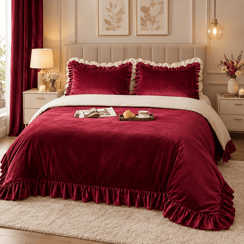 Maroon Velvet Duvet Cover Set - The Linen House
