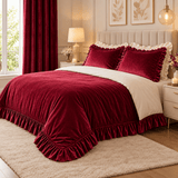 Maroon Velvet Duvet Cover Set - The Linen House