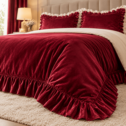Maroon Velvet Duvet Cover Set - The Linen House