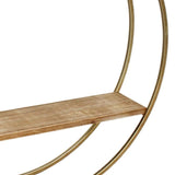 MDF Metal Wall Shelf with 2 Open Shelves, Brown and Gold - The Linen House