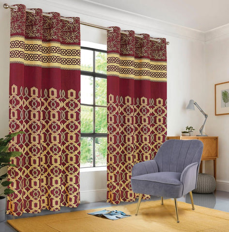 Meroon Jacquard printed curtains - The Linen House