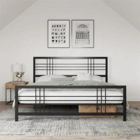 Metal Bed Frame with 2 Side Tables – Stylish and Durable Bedroom Set - The Linen House