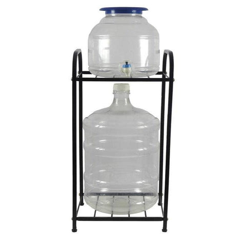 Metal Bottle Water Dispenser Stand for kitchen (Black, 2 Compartment) - The Linen House