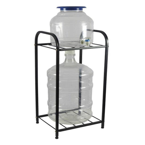 Metal Bottle Water Dispenser Stand for kitchen (Black, 2 Compartment) - The Linen House