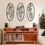 Metal Rose Flower Wall Art, Minimalist Geometric Wall Decoration Metal Wall Decor(PAck of 3)