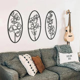 Metal Rose Flower Wall Art, Minimalist Geometric Wall Decoration Metal Wall Decor(PAck of 3)
