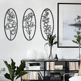 Metal Rose Flower Wall Art, Minimalist Geometric Wall Decoration Metal Wall Decor(PAck of 3) - The Linen House