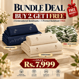 Midnight Blossom Bundle – 3 Embroidered Bedsheet-King - The Linen House