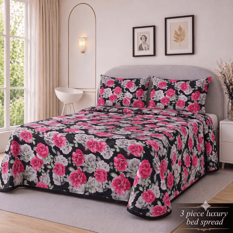 Midnight Rose Luxury Printed Bedspread - The Linen House