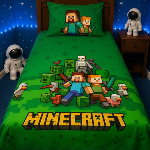 Minecraft Cartoon Bed - sheet Party Bus - The Linen House
