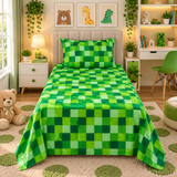 Minecraft Green Pixel Kids Bedsheet - The Linen House