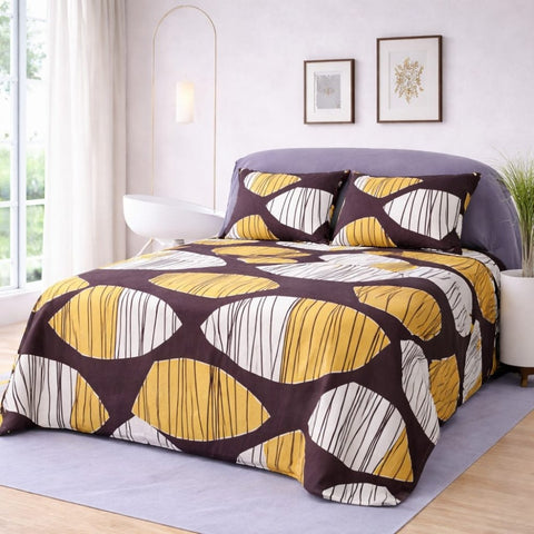 Minimal Peach Flower Print Bedsheet (3 pcs) - The Linen House