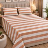 Minimalist Terracotta Stripe Printed Bed Sheet - The Linen House