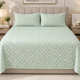 Mint Green Geometric Print Bedsheet – King Size - The Linen House