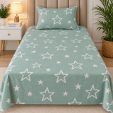 Mint Green Star Kids Bedsheet - The Linen House