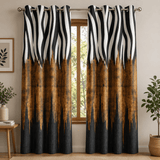Modern Black Wood Grain Blackout Curtains - The Linen House