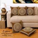 Modern Brown Velvet Cushion Covers(Pack of 5) - The Linen House
