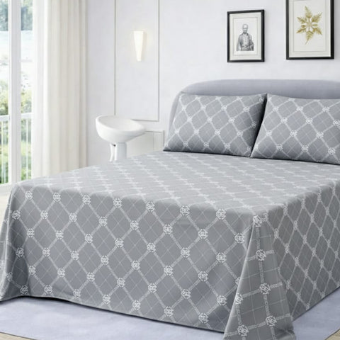 Modern Diamond Pattern Printed Bed Sheet - The Linen House