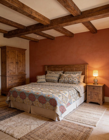 Modern Floral Printed Bedspread Set – 7 Pcs - The Linen House