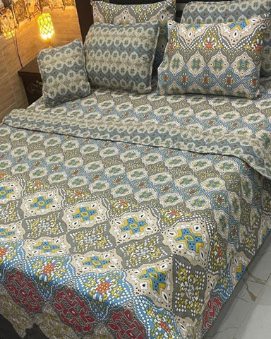 Modern Floral Printed Bedspread Set – 7 Pcs - The Linen House