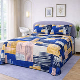 Modern Geometric Navy Printed Bedsheet (3pcs) - The Linen House