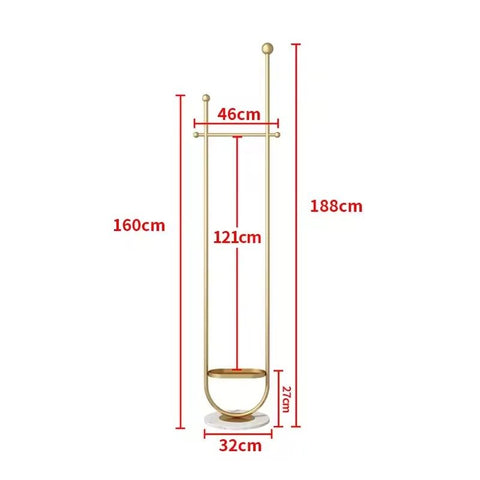 Modern gold metal freestanding coat rack - The Linen House