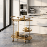 Modern Gold & Wood Bar Cart - The Linen House