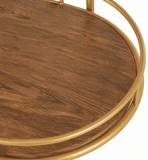 Modern Gold & Wood Bar Cart - The Linen House