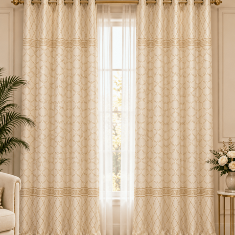 Modern Greek Key Pattern Curtain (Pack of 2) - The Linen House