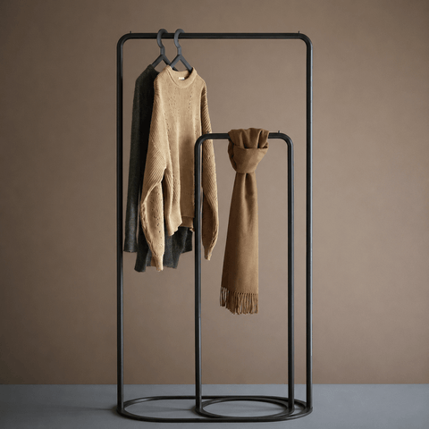 Modern Minimalist Metal Garment Rack with Scarf Holder - The Linen House
