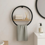 Modern Round Wall Shelf With Towel Holder - The Linen House
