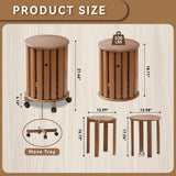 Modern Round Wooden Side Table with Wheels – Space-Saving Mobile End Table - The Linen House