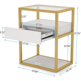 Modern Simple Style End Table with Drawer and Shelf - The Linen House