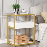 Modern Simple Style End Table with Drawer and Shelf - The Linen House