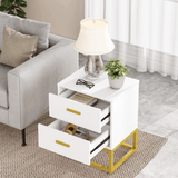 Modern Sofa Side Table With 2 Drawers - The Linen House