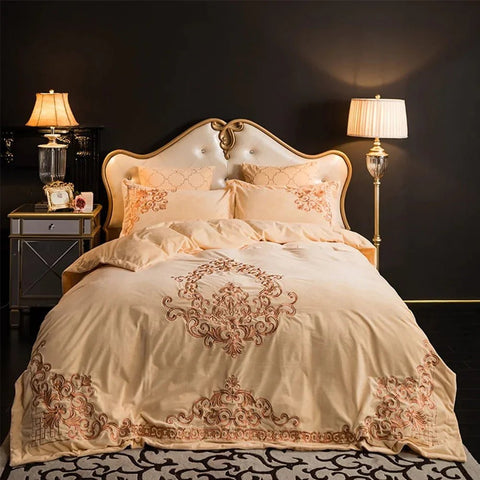 Modern Style Luxury Embroidered Velvet Duvet (cream) - The Linen House