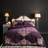 Modern Style Luxury Embroidered Velvet Duvet (purple) - The Linen House