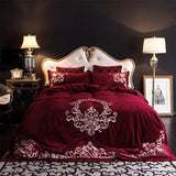 Modern Style Luxury Embroidered Velvet Duvet(maroon) - The Linen House