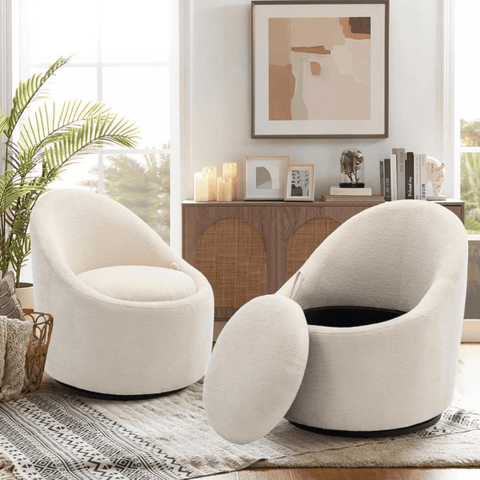 Modern Upholstered Swivel Chair - The Linen House