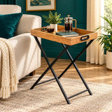 Multi-functional Living Room Black Iron Foldable Tray Table - The Linen House