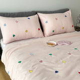 Multi Heart Embroidered Cotton Duvet Set - The Linen House