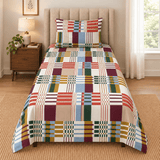 Multicolor Block Check Printed Single Bed Sheet - The Linen House