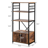 Multifunction 4 - Layer MDF With Cabinets Industrial Style Wrought Iron Kitchen Rack - The Linen House