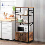 Multifunction 4 - Layer MDF With Cabinets Industrial Style Wrought Iron Kitchen Rack - The Linen House