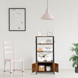 Multifunction 4 - Layer MDF With Cabinets Industrial Style Wrought Iron Kitchen Rack - The Linen House