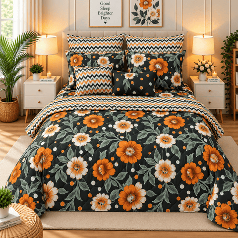 Nature-Inspired Printed 7Pc Bedspread Set - The Linen House